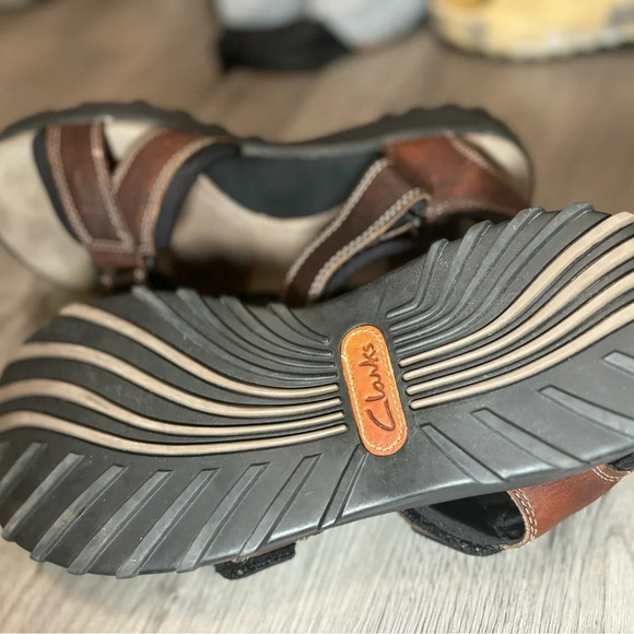 CLARKS sandals men’s size 10 open toe strappy flats - Picture 3 of 6